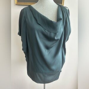 Lanvin draped open-shoulder silk blouse top sz us 10 FR 42